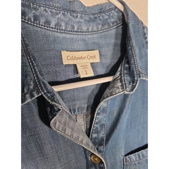 Coldwater Creek Small (8)Denim Chambray Long Sleeve Button Down Shirt Women's - Picture 2 of 5